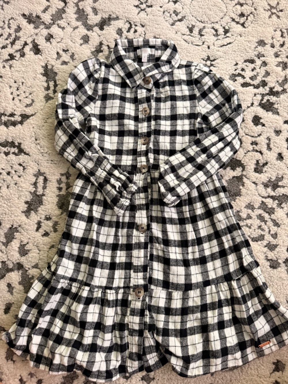 Tahari Black & White Plaid Button-Front Dress